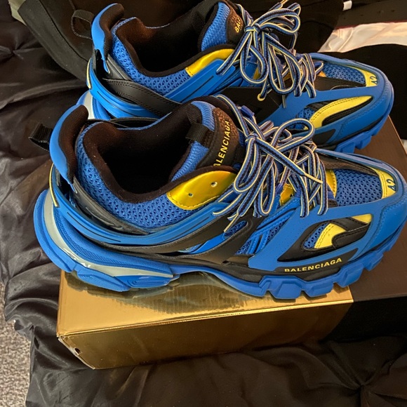 Balenciaga Track LED Lace-Up Sneakers Blue/Yellow Men’s size EU 42 US 9 - Picture 7 of 8